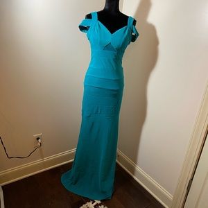 Teal Green Bandage Formal Maxi Dress